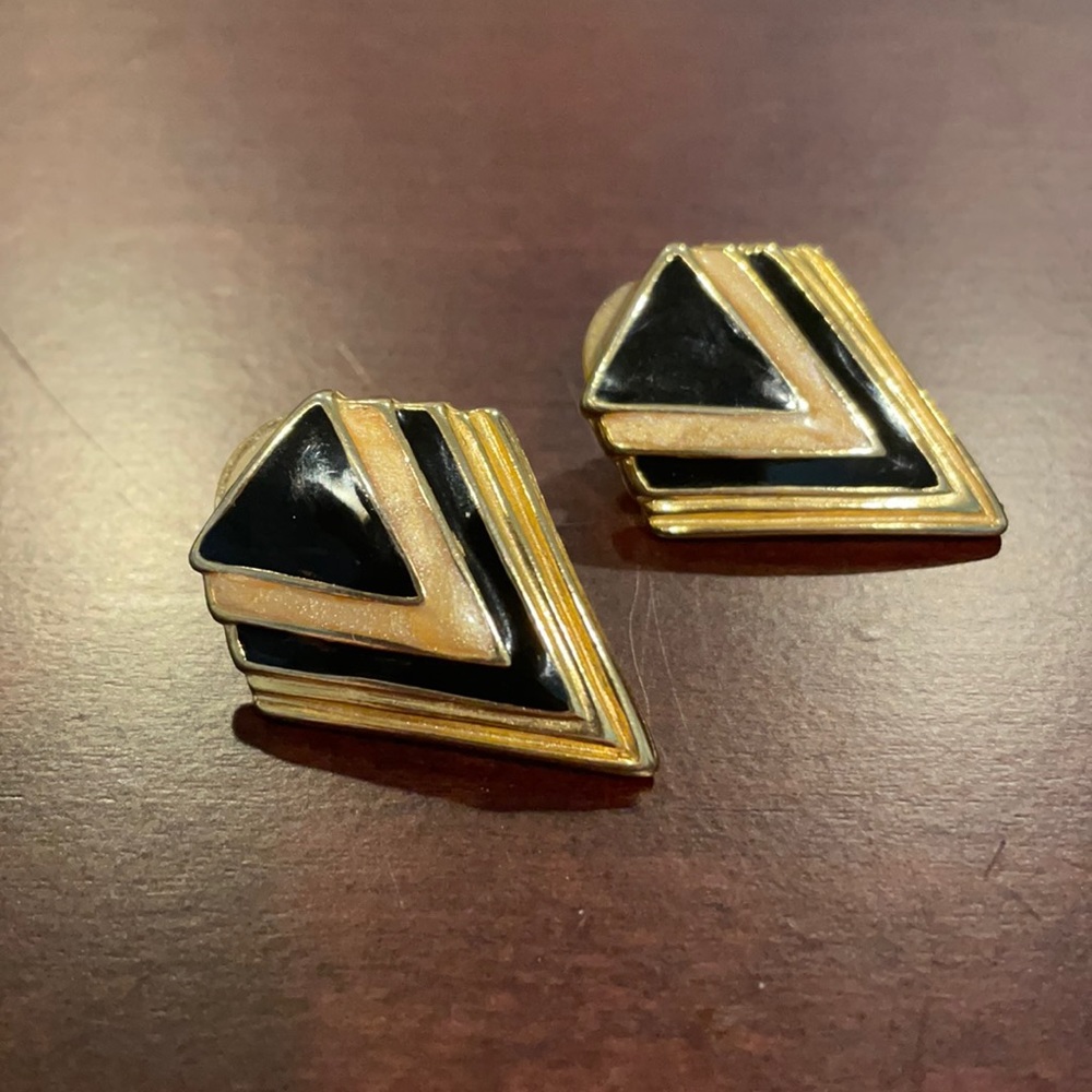 Vintage chevron enamel earrings
